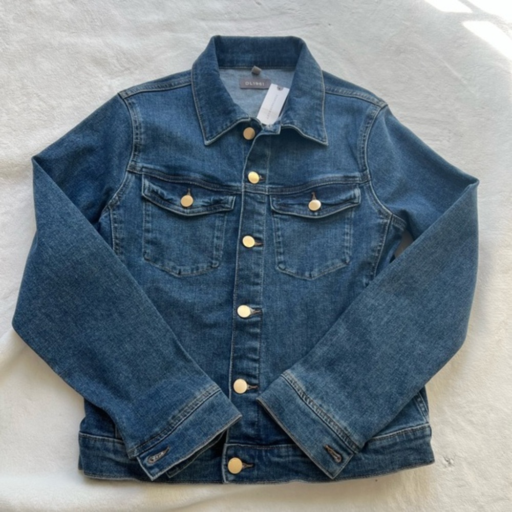 DL1961 Vika Classic Denim Jacket S Small Seaborn Blue Jean Gold Button NWT